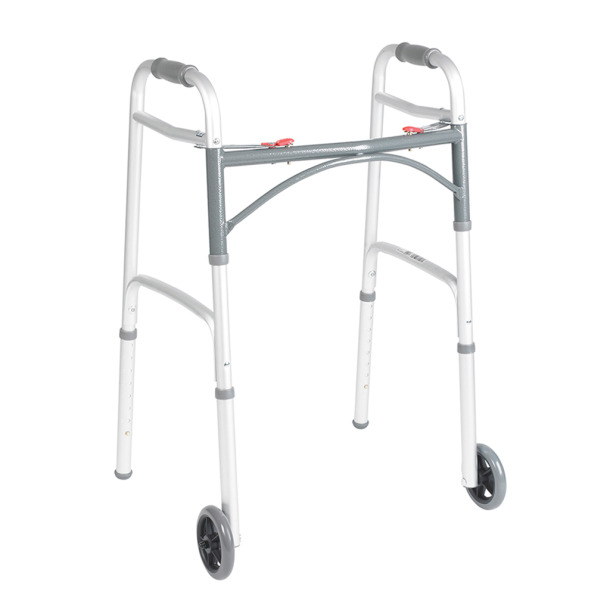 ANDADOR DE ALUMINIO PLEGABLE CON RUEDAS DELANTERAS (SIMIL DUAL) - 136 KG