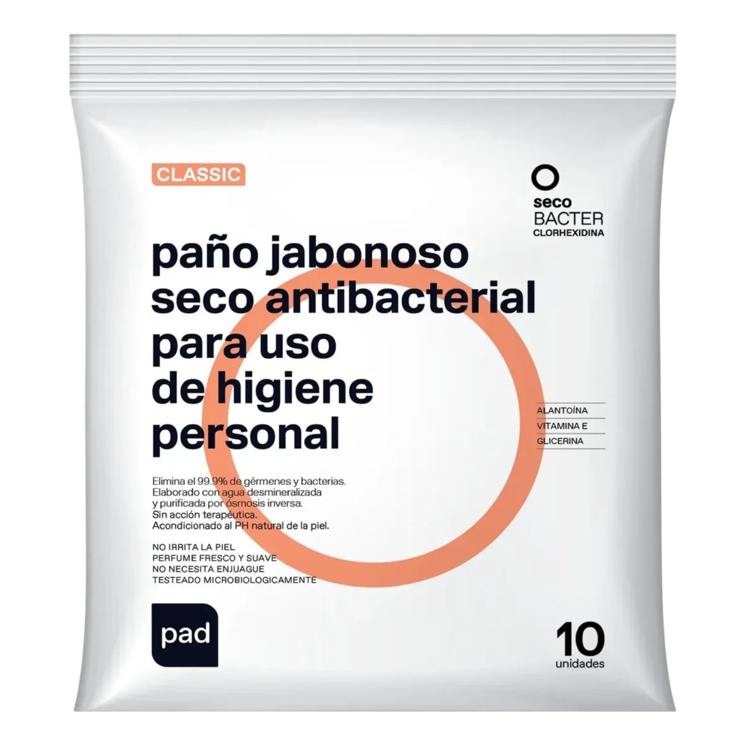 PAÑO JABONOSO DERMPAD BACTER CLASSIC X 10 UNIDADES