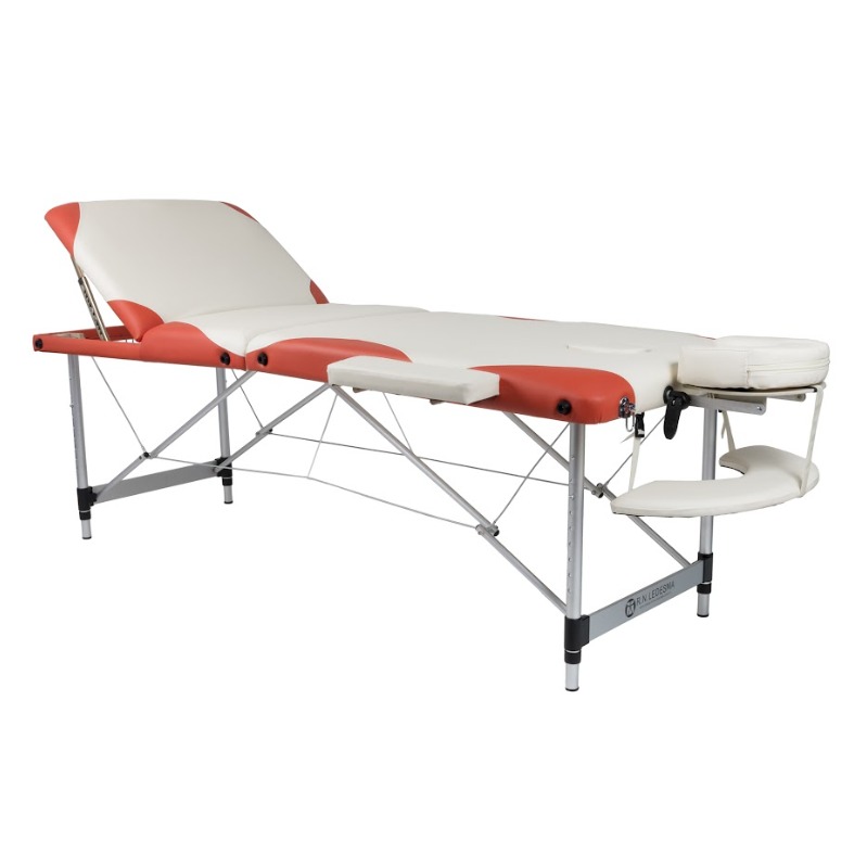 CAMILLA VALIJA DE ALUMINIO CON APOYA CABEZA Y BRAZOS PIES ELEVABLES NARANJA (70X190X60-80CM) (*)