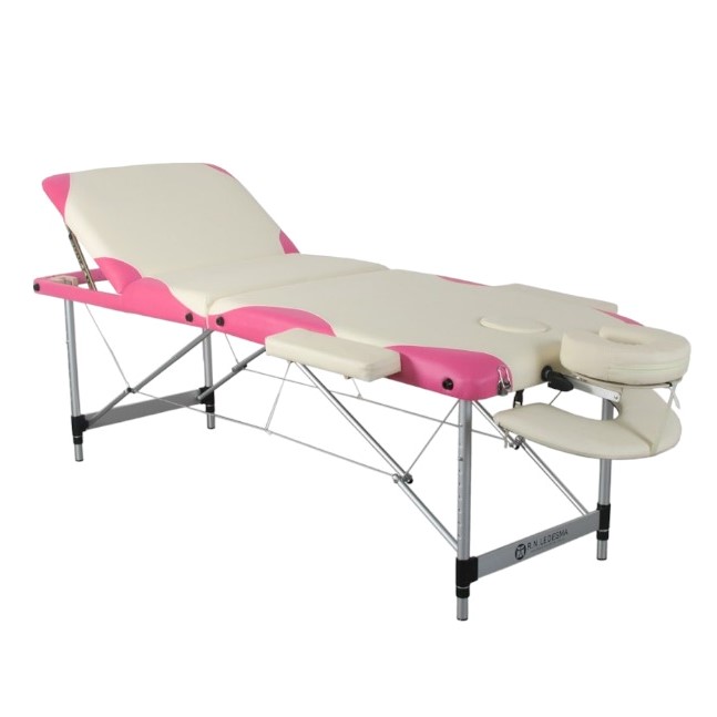 CAMILLA VALIJA DE ALUMINIO CON APOYA CABEZA Y BRAZOS PIES ELEVABLES ROSA (70X190X60-80CM)
