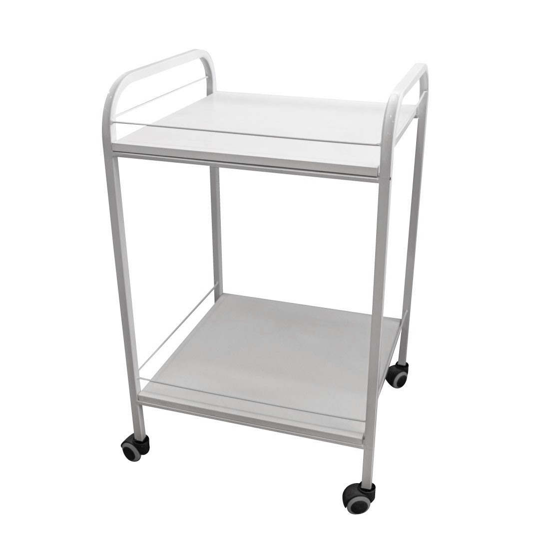 CARRO DE CURACION PINTADO CON ESTANTES DE MADERA