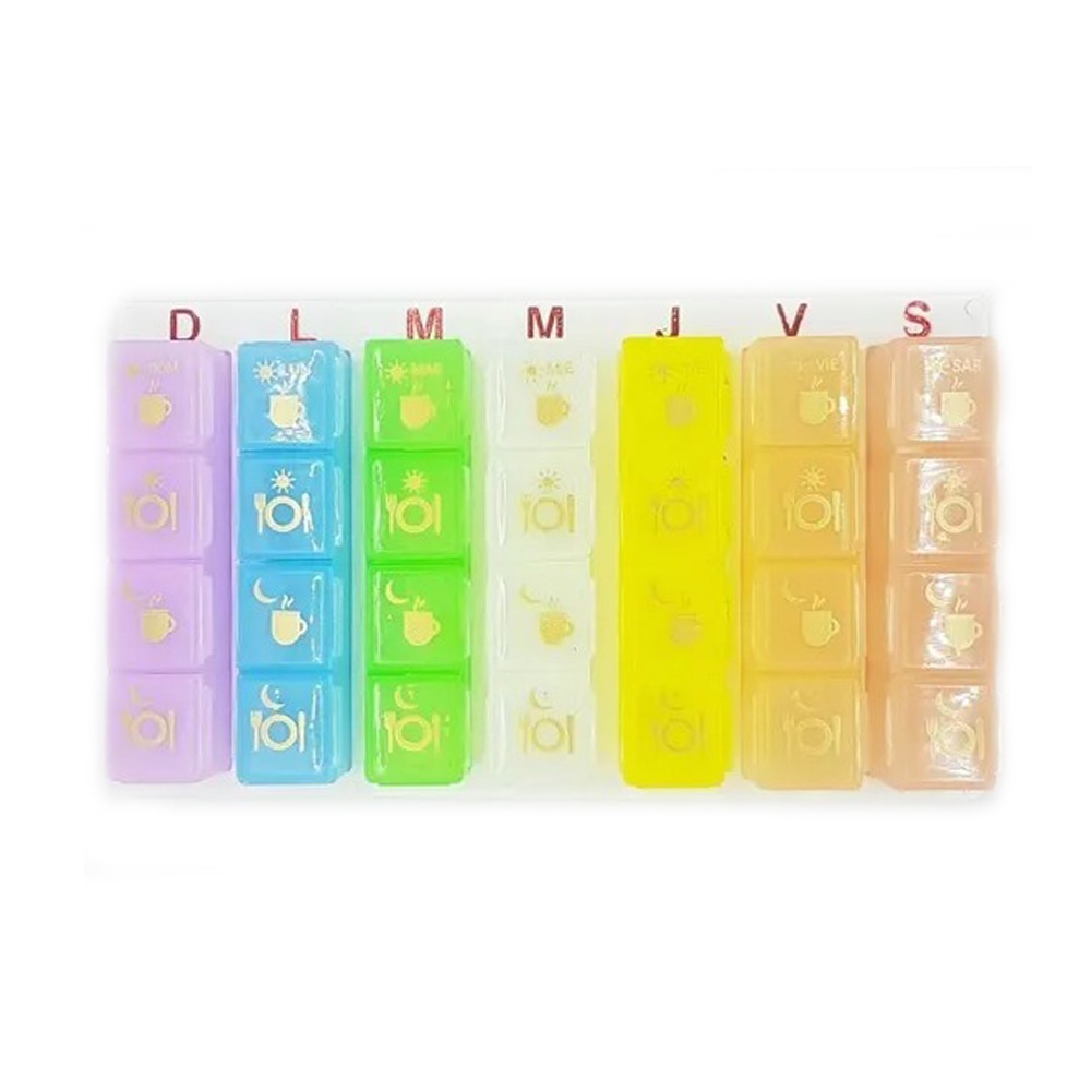 ORGANIZADOR DE MEDICAMENTOS SEMANAL DE COLORES