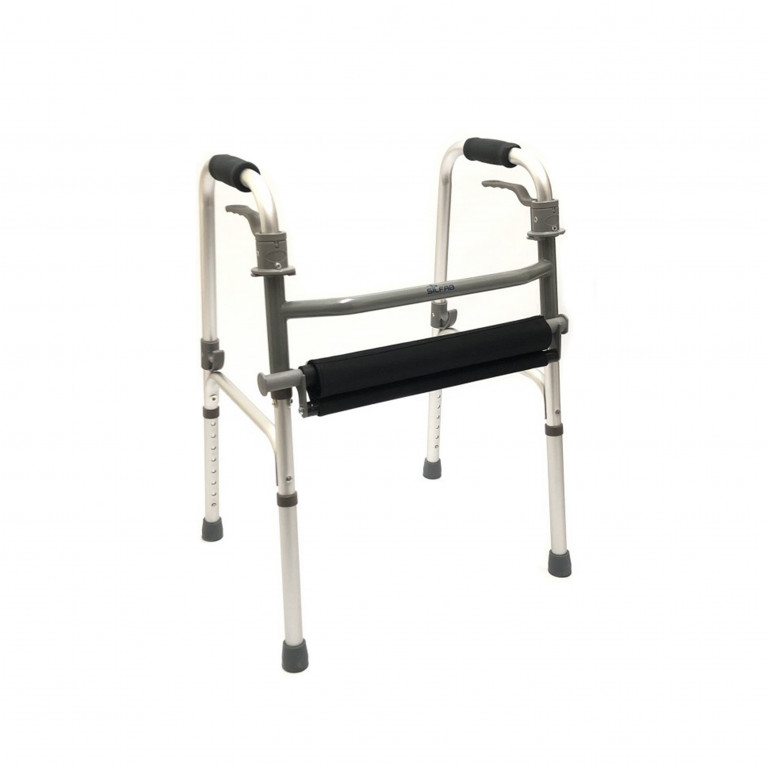 ANDADOR DE ALUMINIO PLEGABLE CON ASIENTO DE NYLON