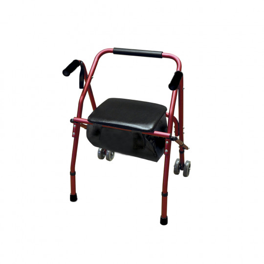 ANDADOR TIJERA DE ALUMINIO CON RUEDAS Y ASIENTO (BORDO) (*)