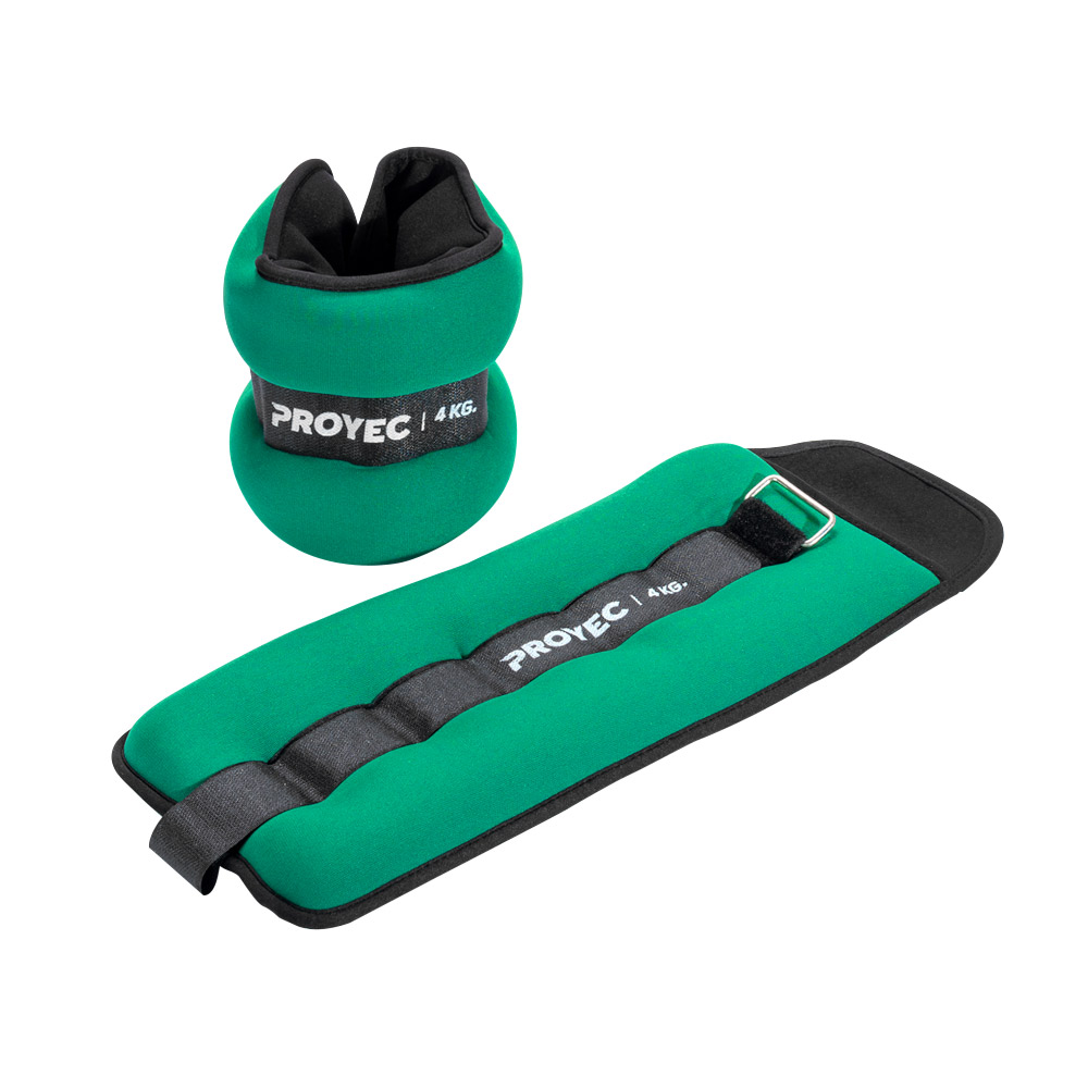 TOBILLERAS REFORZADAS DE NEOPRENE DE 4 KG C/U (PAR) (VERDE)