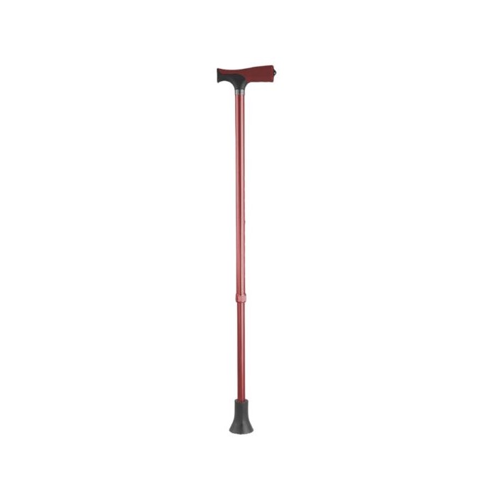 BASTON DE ALUMINIO REGULABLE CON MANGO RECTO (ROJO)