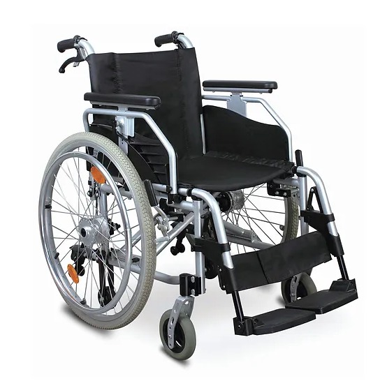 SILLA DE RUEDAS DE ALUMINIO DESMONTABLE DE 46 CM CON DESACOPLE RAPIDO Y RUEDAS AUXILIARES