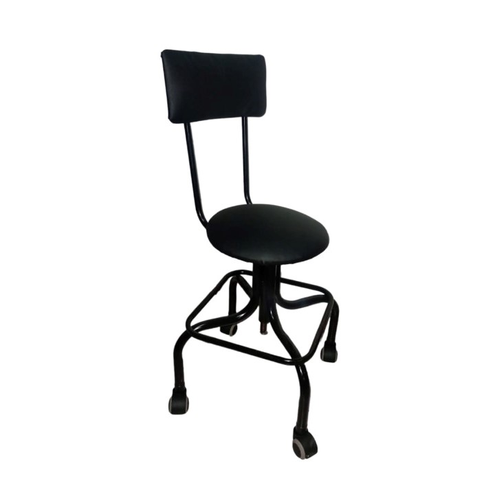 TABURETE 4 PATAS GIRATORIO RODANTE PINTADO CON RESPALDO