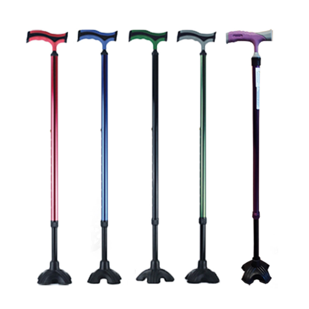 BASTON DE ALUMINIO REGULABLE (PUÑO GOMA) (ROJO)