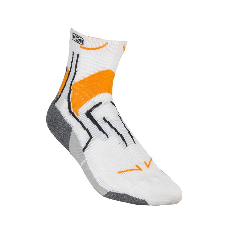 MEDIA DEPORTIVA BLANCA CON NARANJA GRIS Y NEGRO (DE233B)