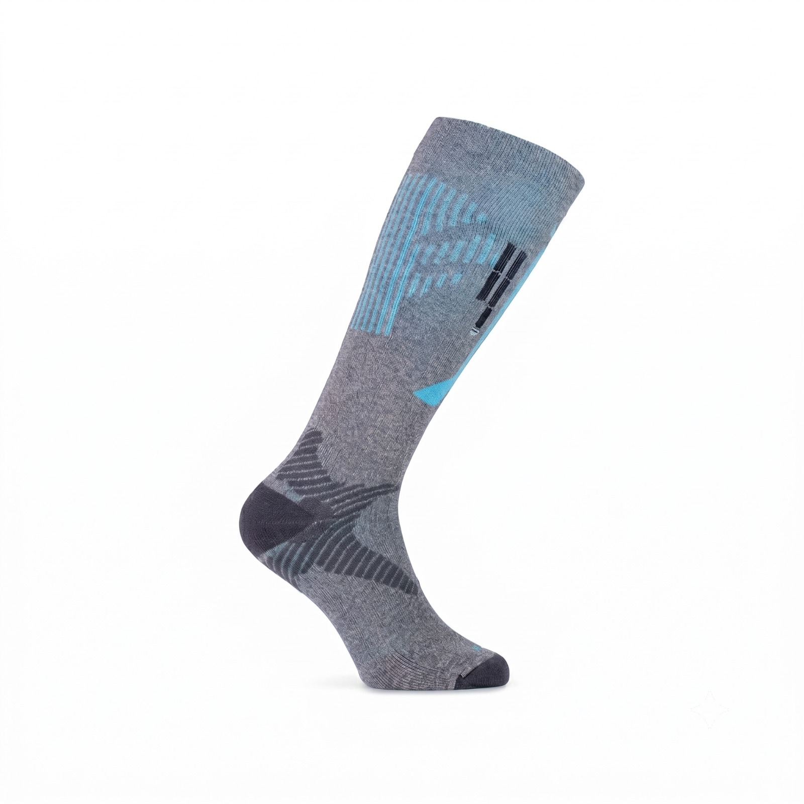 MEDIAS DEPORTIVAS DE COMPRESION GRADUADA (15-20) GRIS-TURQUESA (ME06B)
