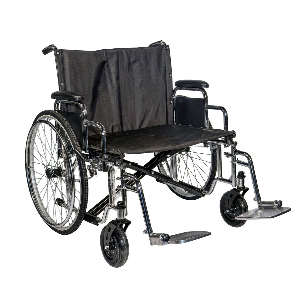 SILLA DE RUEDAS DE ACERO DESMONTABLE MEGA REFORZADA DE 66 CM