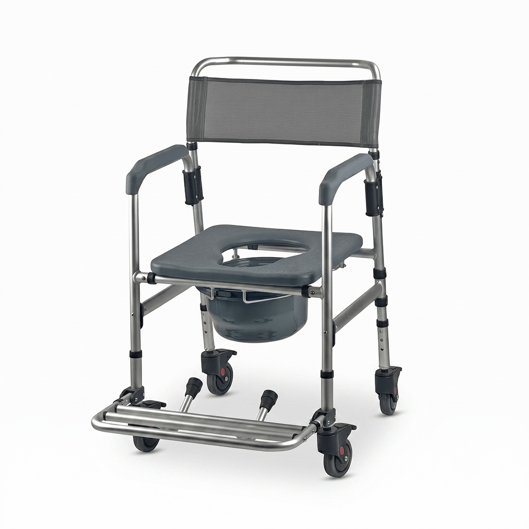 INODORO PORTATIL CON RUEDAS CON APOYAPIES REBATIBLES HASTA 100 KG