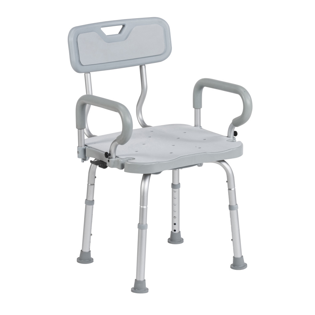 SILLA DE DUCHA DE ALUMINIO REGULABLE GIRATORIA 360° HASTA 158 KG