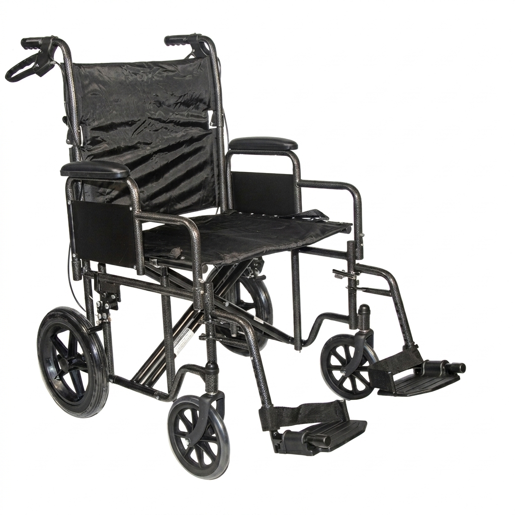 SILLA DE RUEDAS DE TRANSPORTE DE ACERO REFORZADA 30/20 DE 55 CM