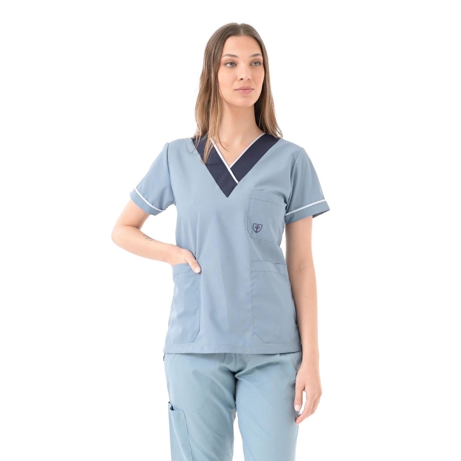 CHAQUETA MUJER CUELLO COMBINADO AERO LISO