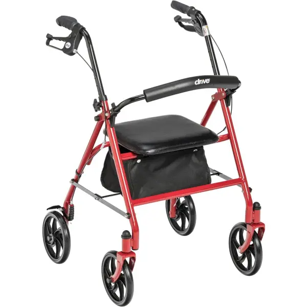 ANDADOR DE 4 RUEDAS DE ACERO HASTA 136 KG (ROJO)