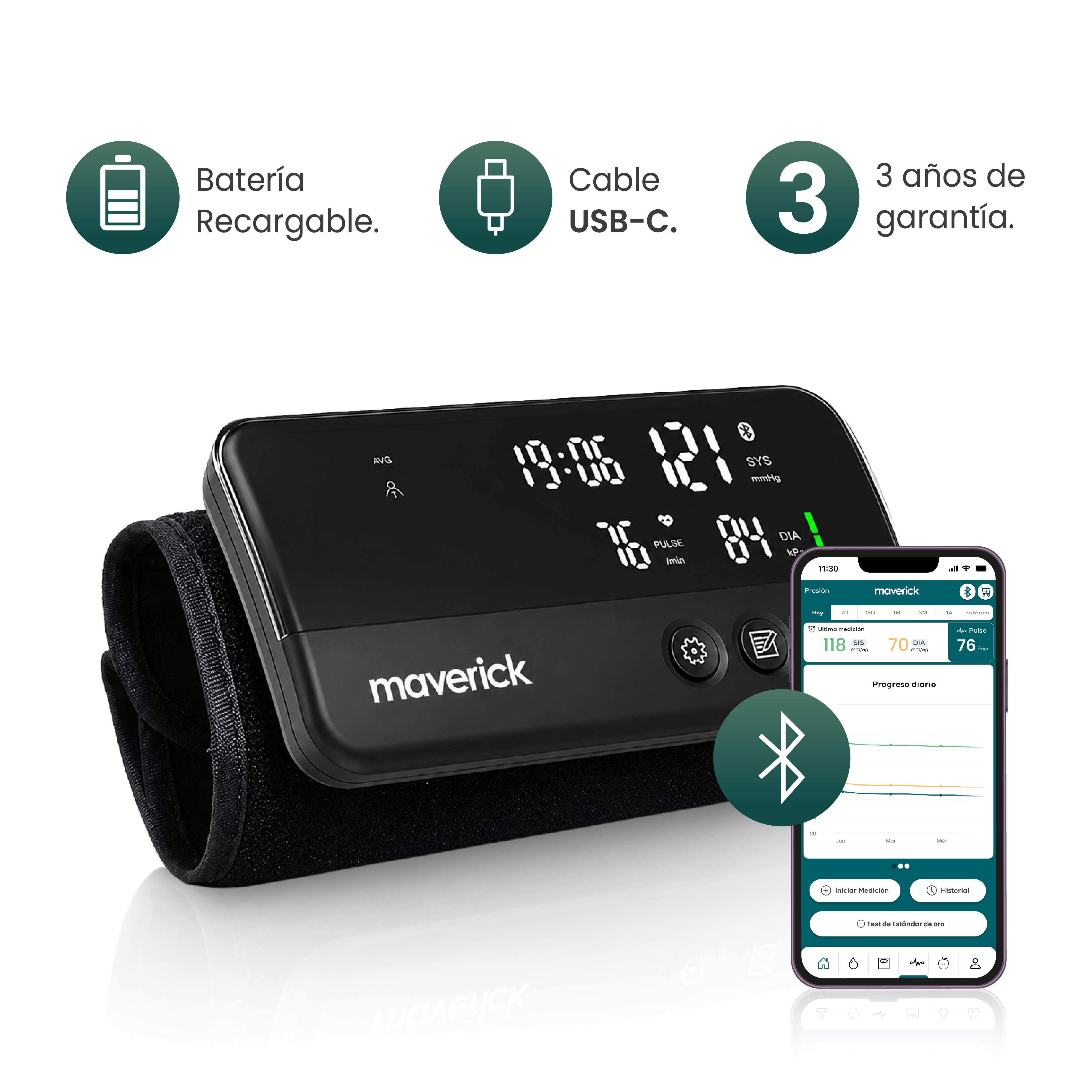 TENSIOMETRO DIGITAL AUTOMATICO DE BRAZO CON BLUETOOTH