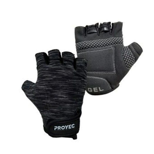 GUANTE GYM CICLISMO TEXTURED LYCRA Y CUERO GEL NEGRO (PAR)